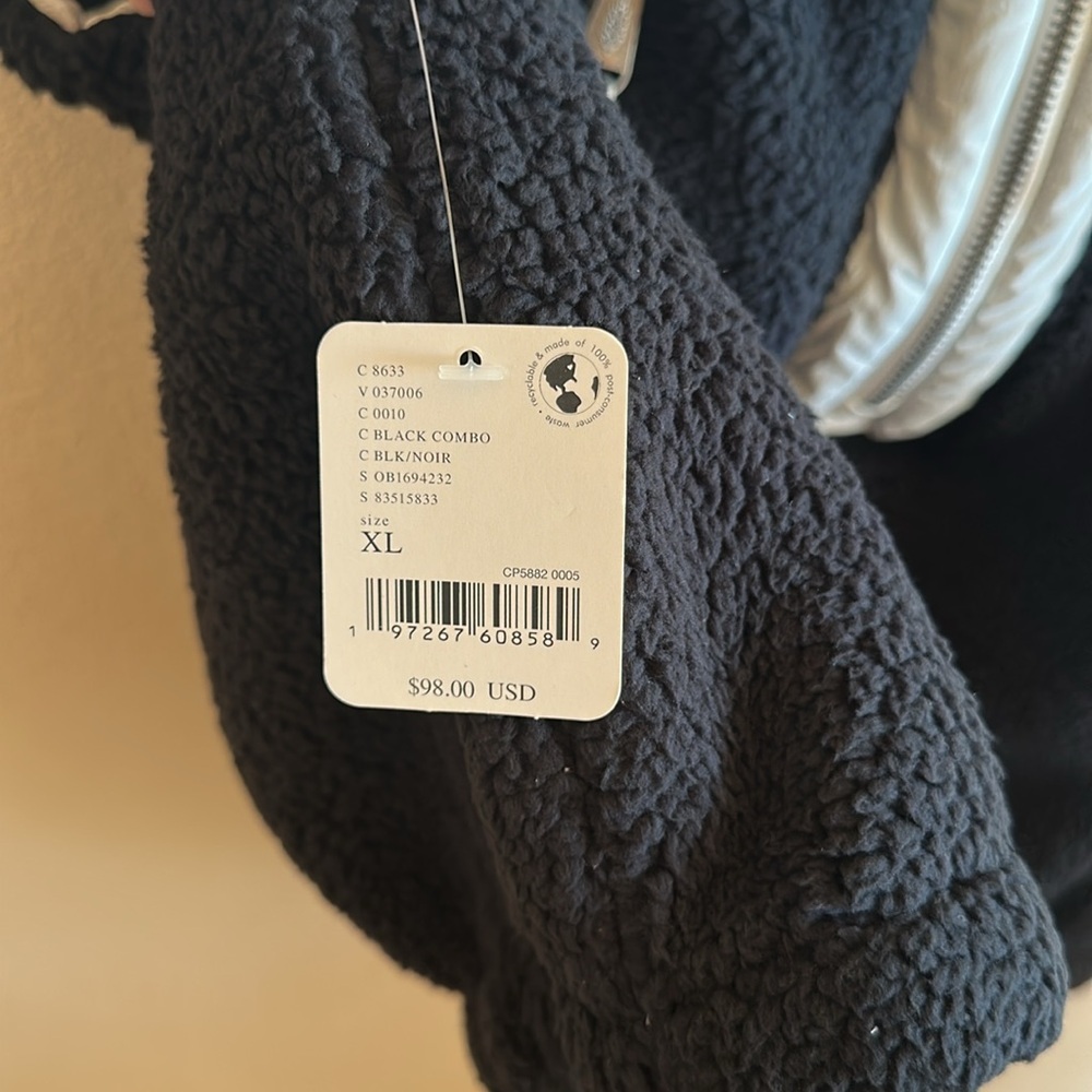 Free People Journey Ahead Vest Size XL Black Combo Half Zip NEW - Picture 10 of 13